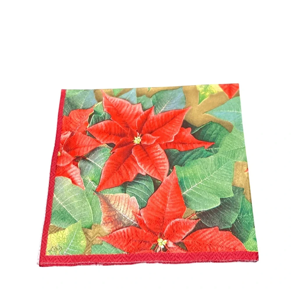 Vintage Christmas Napkins Santa Poinsettia Bundle 18 Santa 16 Poinsettia